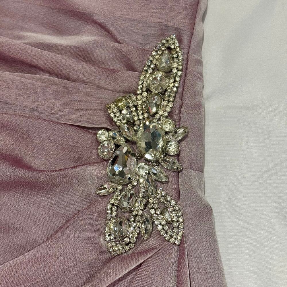 Vintage Jim Hjelm Mauve Chiffon Rhinestone Strapless Gown 12 - Picture 8 of 8